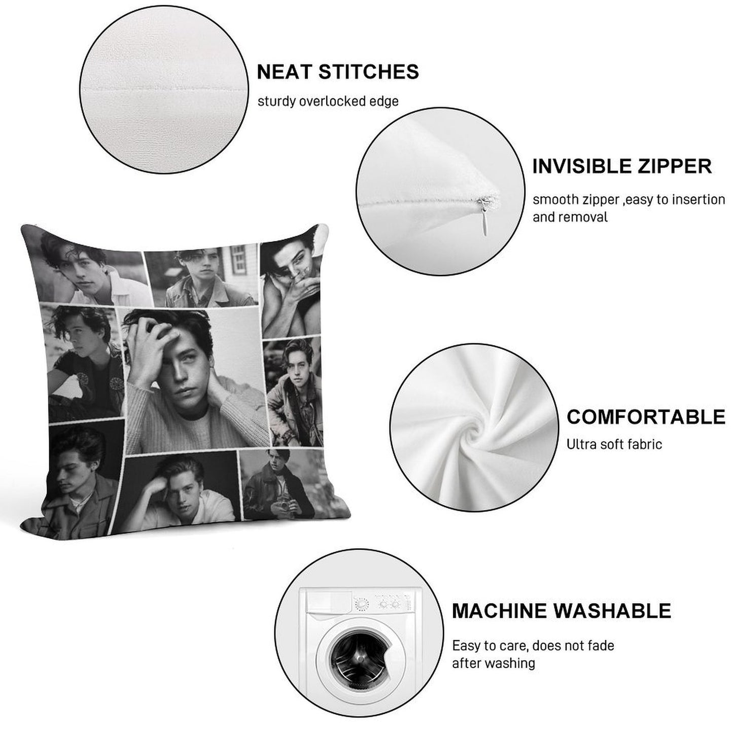 Cole Sprouse Black And White Soft Gift Ready Throw Pillow