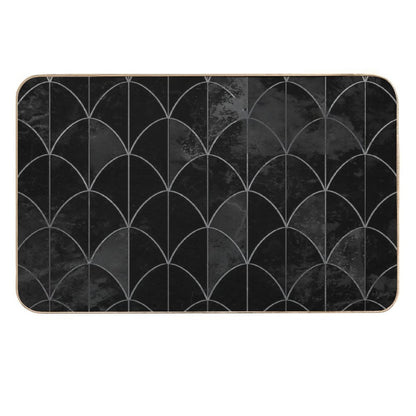 Mermaid Scales. Black And White Watercolor.  High-Traffic Bath Mat