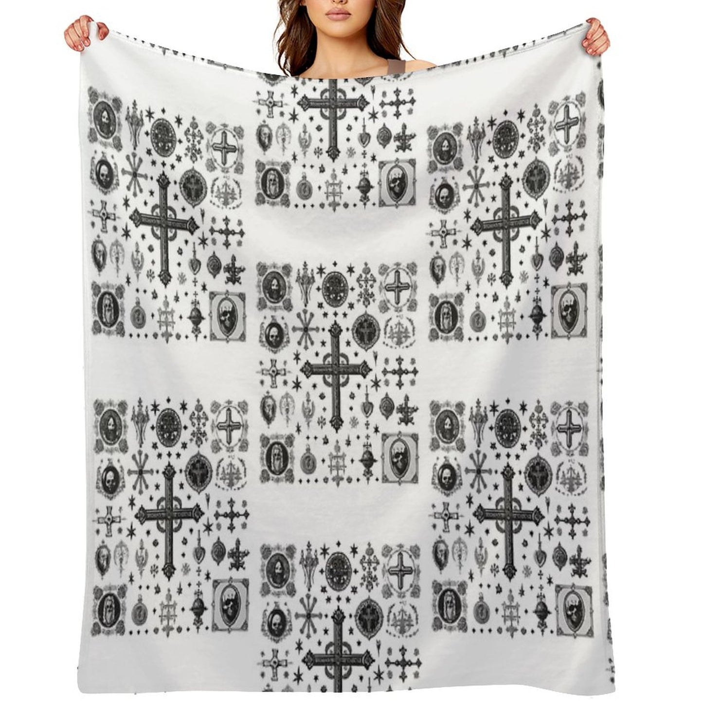 Wickedly Simple Unleash Dark Icons - Sinister Line Art for The Bold Sustainable Throw Blanket