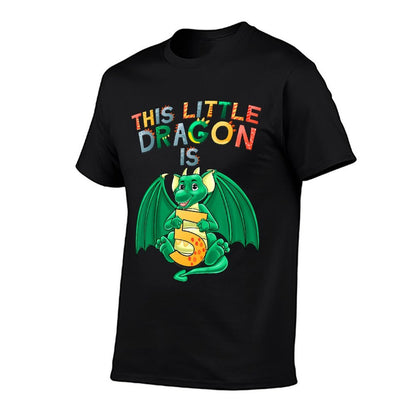 Kids This Little Dragon Is 5 Dragon 5th Birthday 5 Year Old Boy  Durable T-Shirt