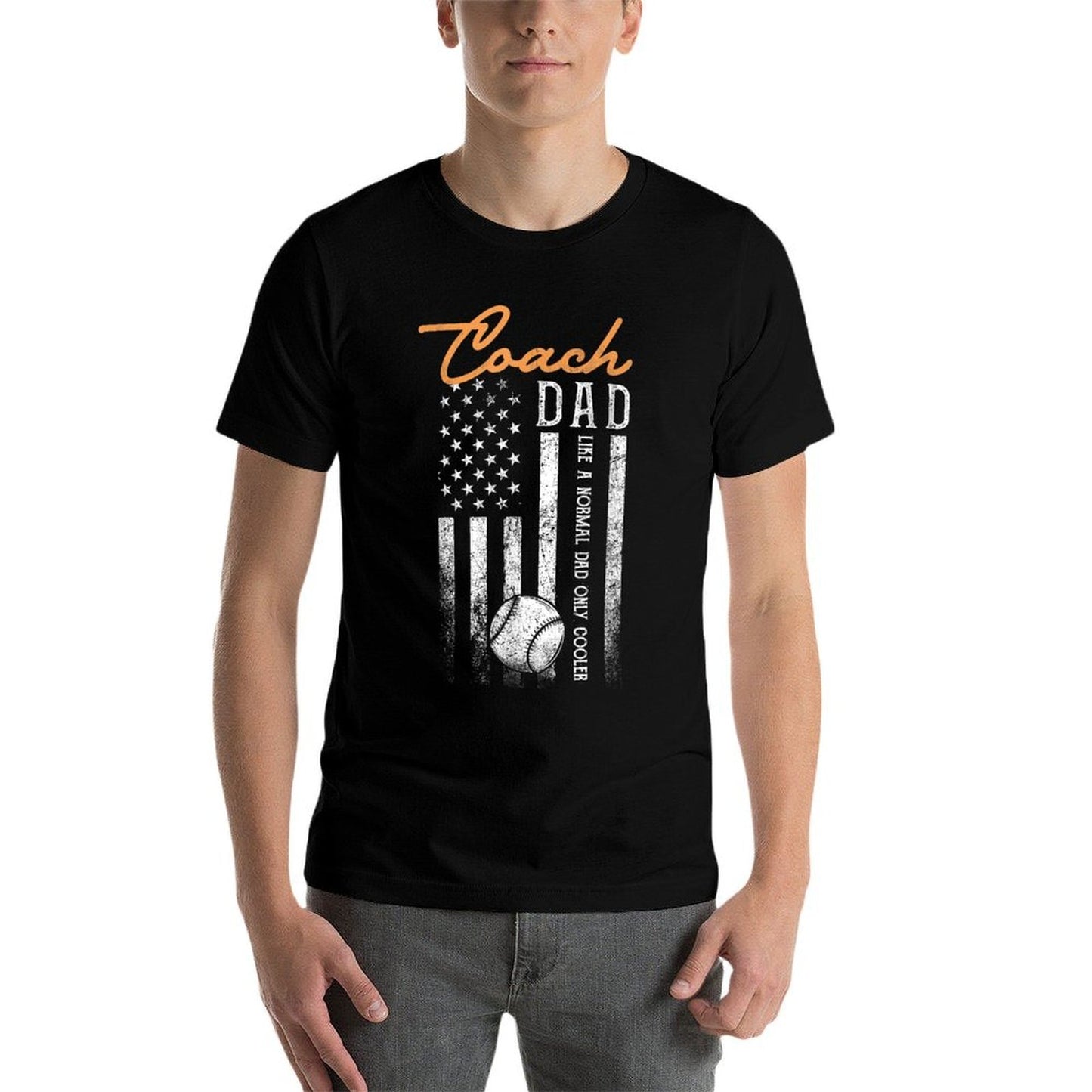 Baseball Coach Dad Like A Normal Dad Only Cooler USA  Easy-care T-Shirt