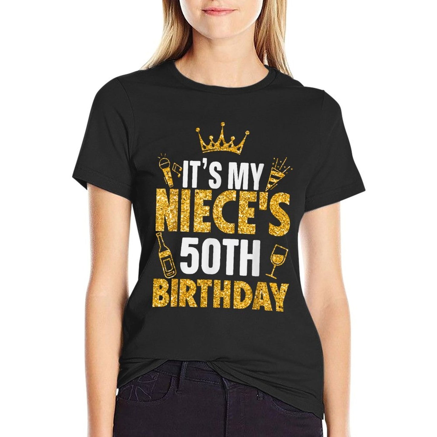 Niece It's My Niece's 50th Birthday 1975 50 Years Old  Ribbed Collar T-Shirt