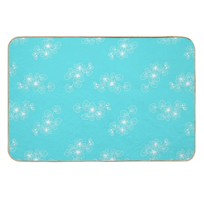 Cyan Blue Floral Petals AOP  Stain-Proof Bath Mat