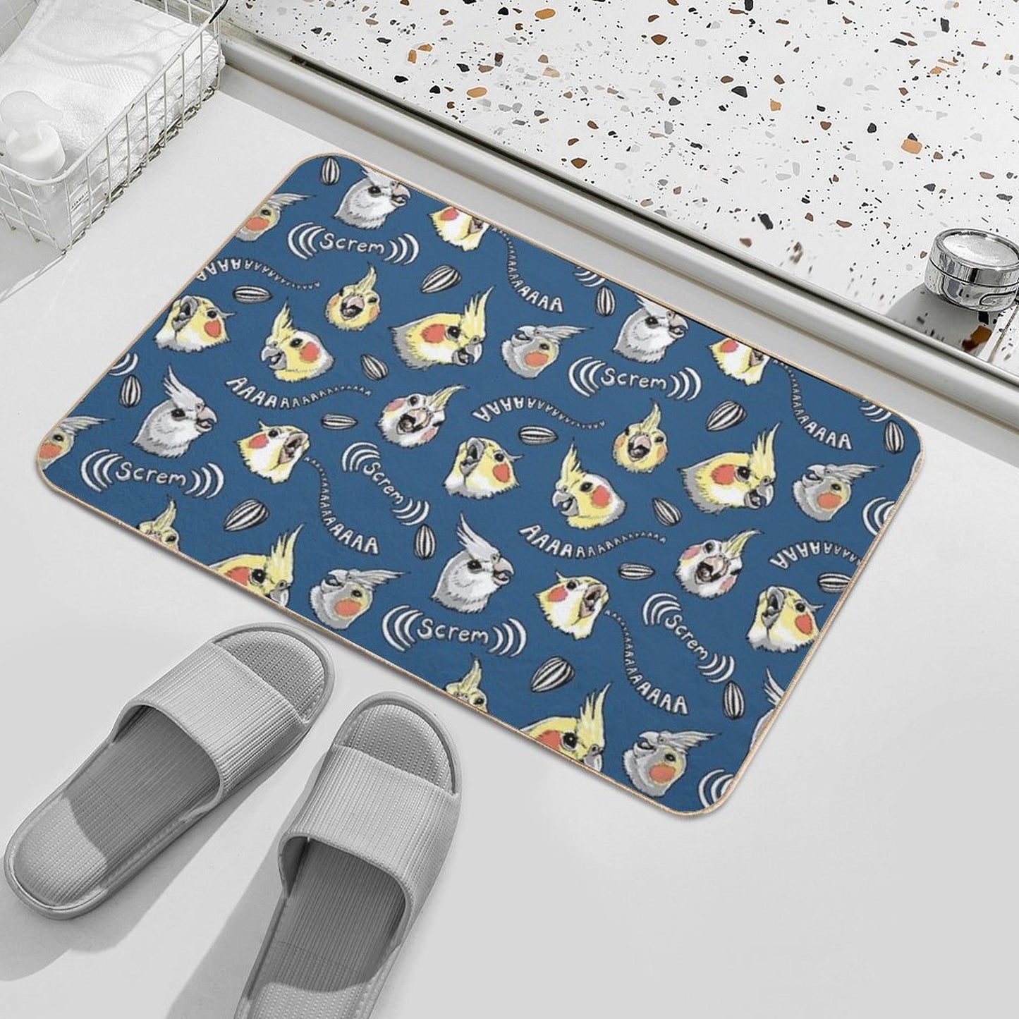 Cockatiel Screm  Slip-Resistant Bath Mat