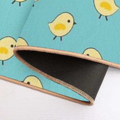 Busy Chicks Pattern - Yellow on Aqua Blue  Pet-Safe Bath Mat