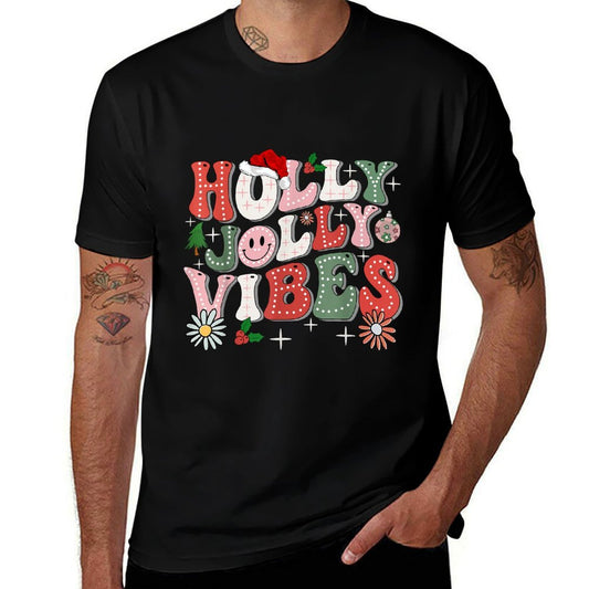 Christmas Vibes Holly Christmas Jolly Santa Winter Holiday  Graphic-printed T-Shirt