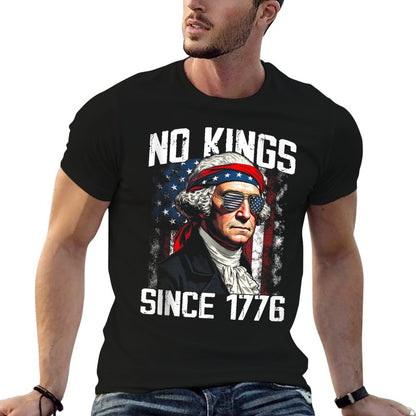 No Kings in America Since 1776 Distressed USA Vintage  Polyester Blend T-Shirt