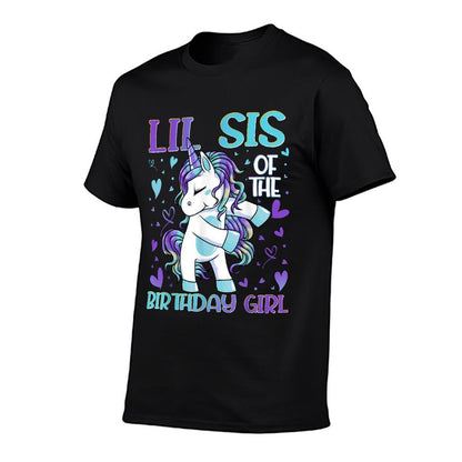 Lil Sis of The Birthday Girl Flossing Unicorn Little Sister Comfortable T-Shirt