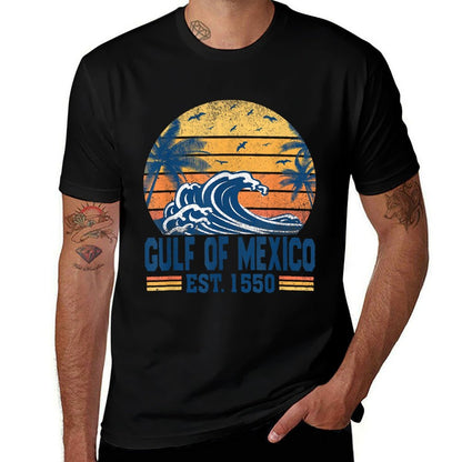 Gulf of Mexico Estd 1550 Retro Vintage Historical  Rolled Sleeves T-Shirt