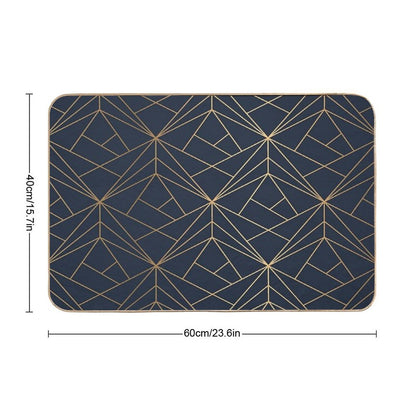 Elegant Geometric Copper Navy Blue  Absorbent Bath Mat