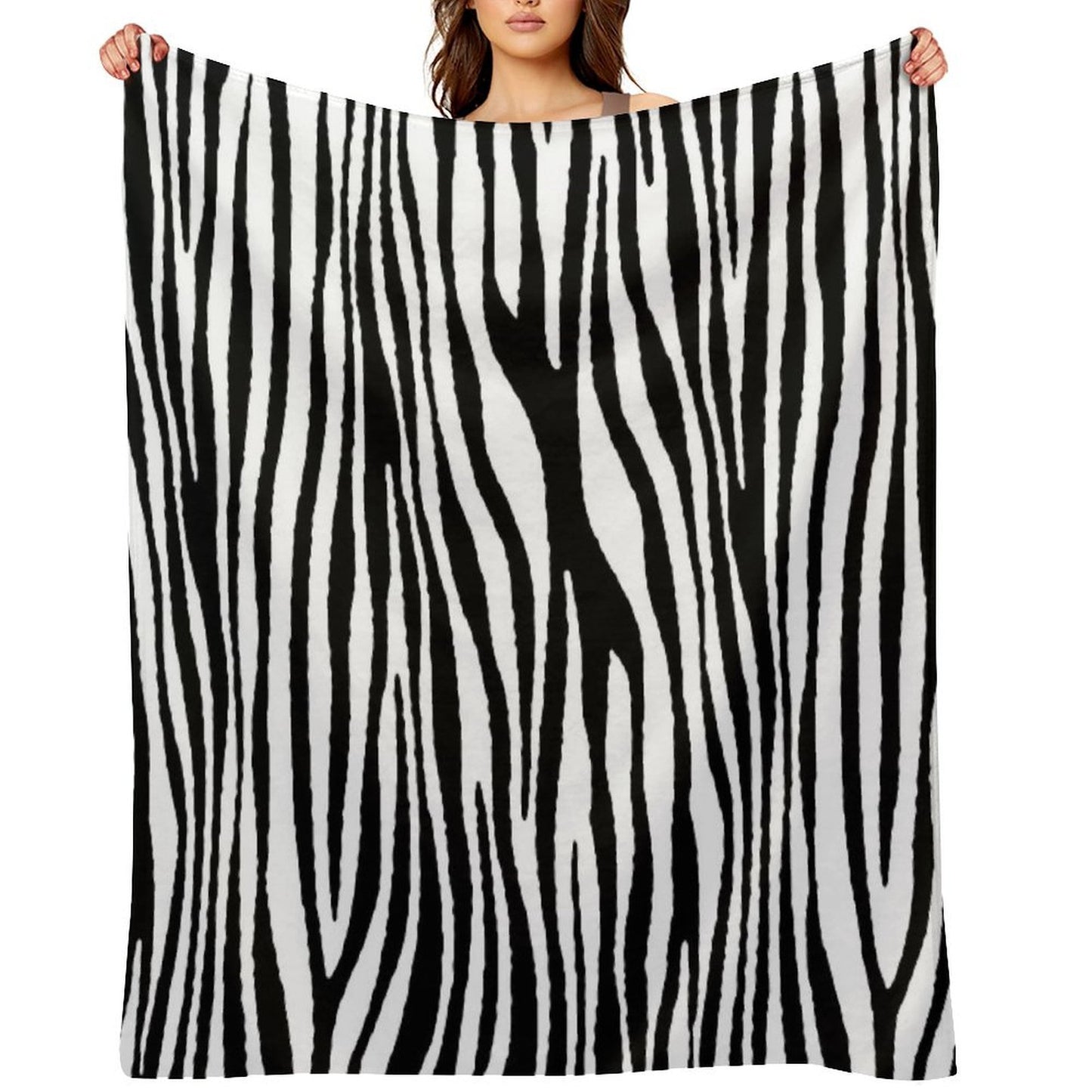 Zebra Pattern Camouflage Black And White V2 Lightweight Throw Blanket