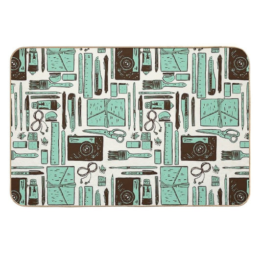 Artist Tools Pattern  Dirt-Trapping Bath Mat