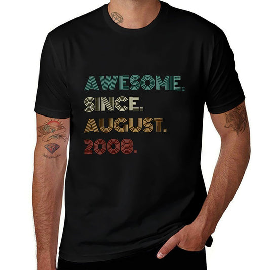 17 Years Old Awesome Since August 2008 17th Birthday  Rolled Sleeves T-Shirt