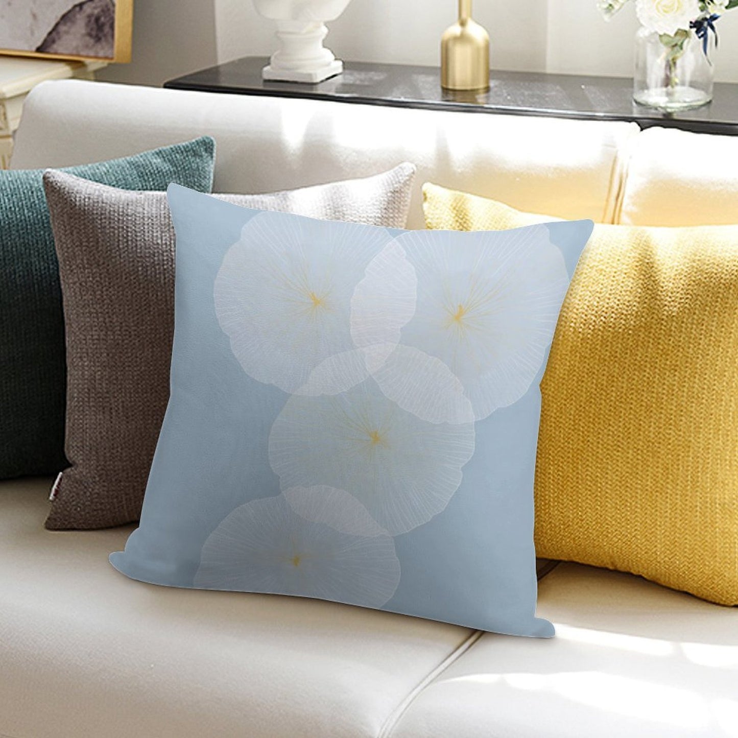 Whispering Petals Soft Warmth Comfort Throw Pillow