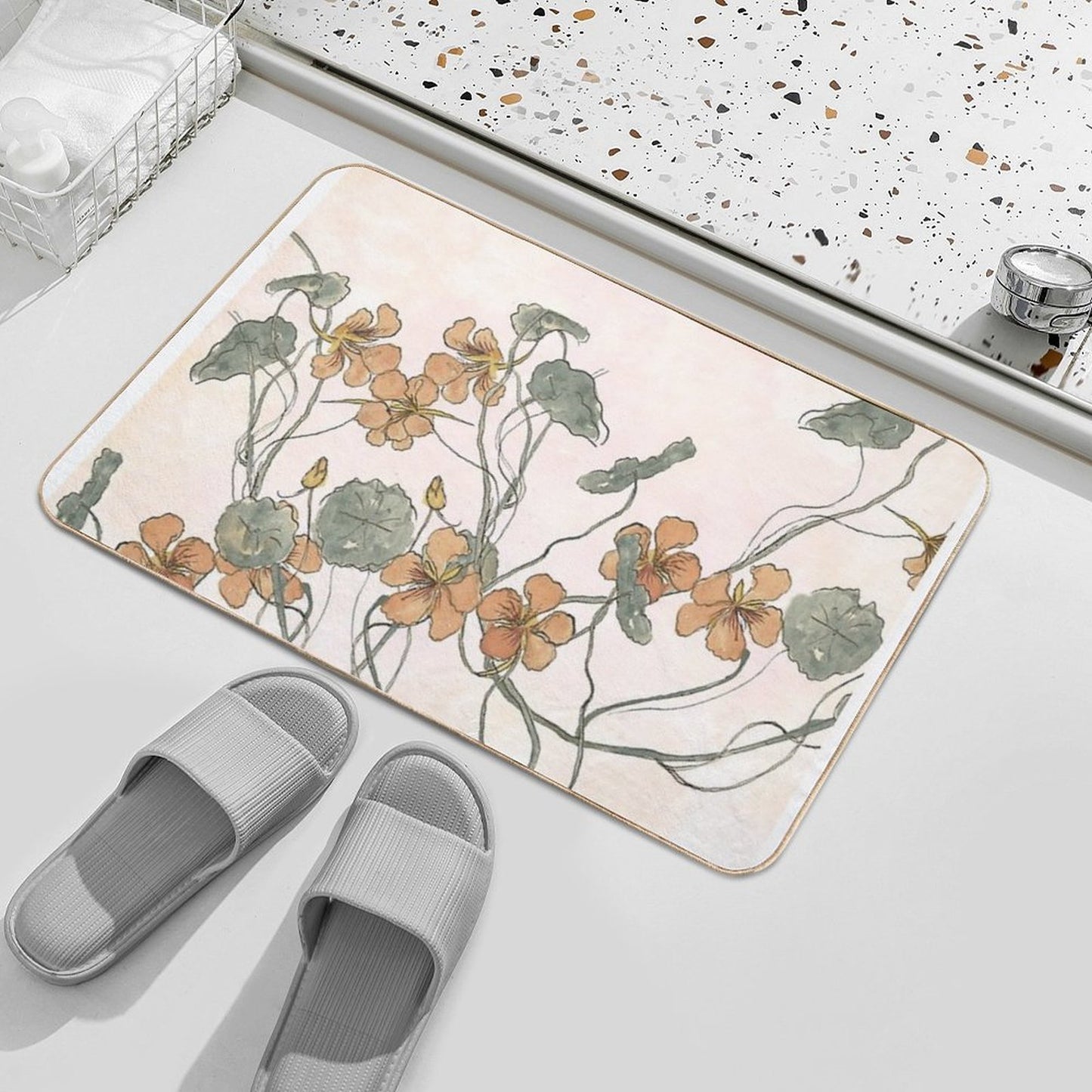 Winding - Floral Watercolour  Anti-Trip Bath Mat