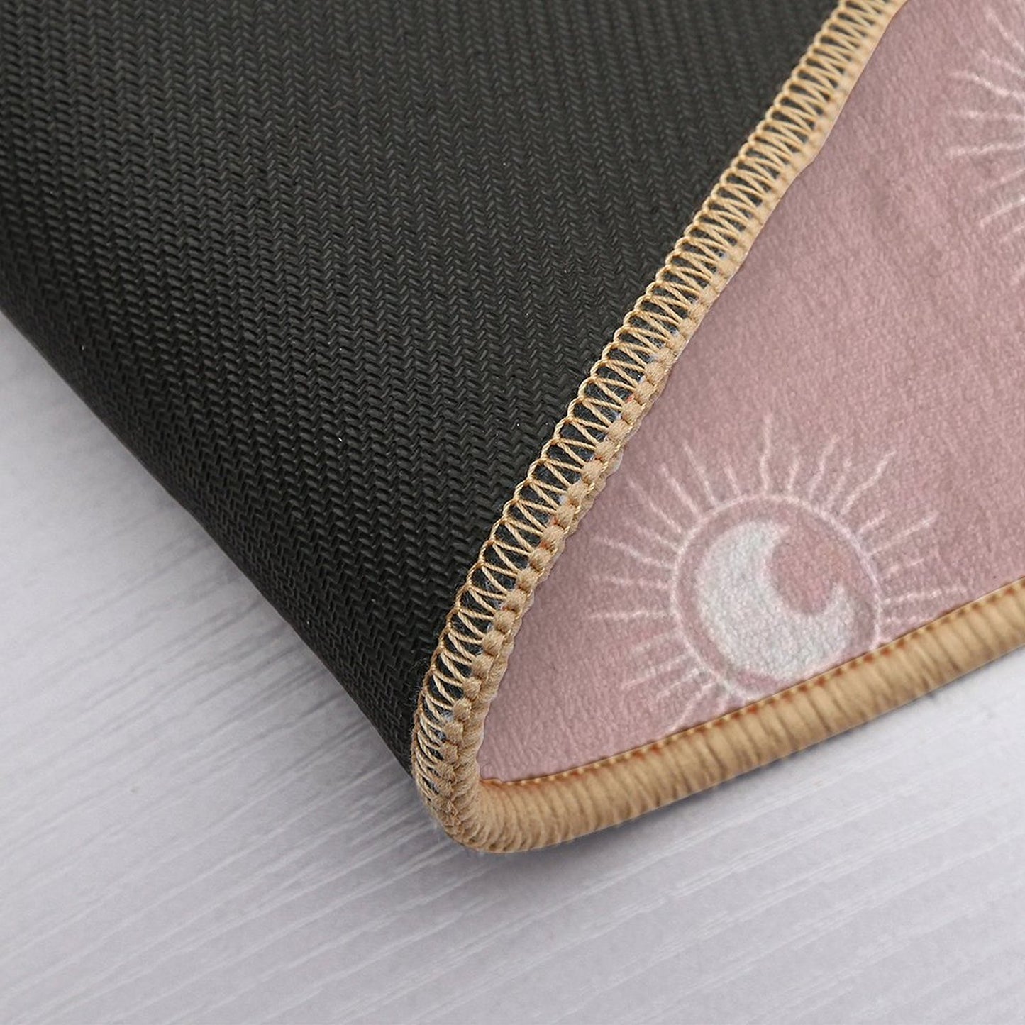 Boho Sun And Moon Pattern Bohemian Aesthetic In Muted Colors Pink Durable Bath Mat