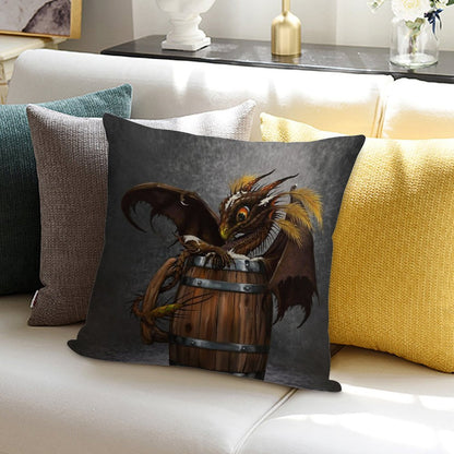 Dark Beer Dragon Soft Hidden Zipper Throw Pillow