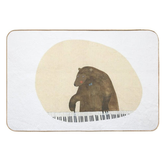 Bear Playing on Piano  Dirt-Trapping Bath Mat