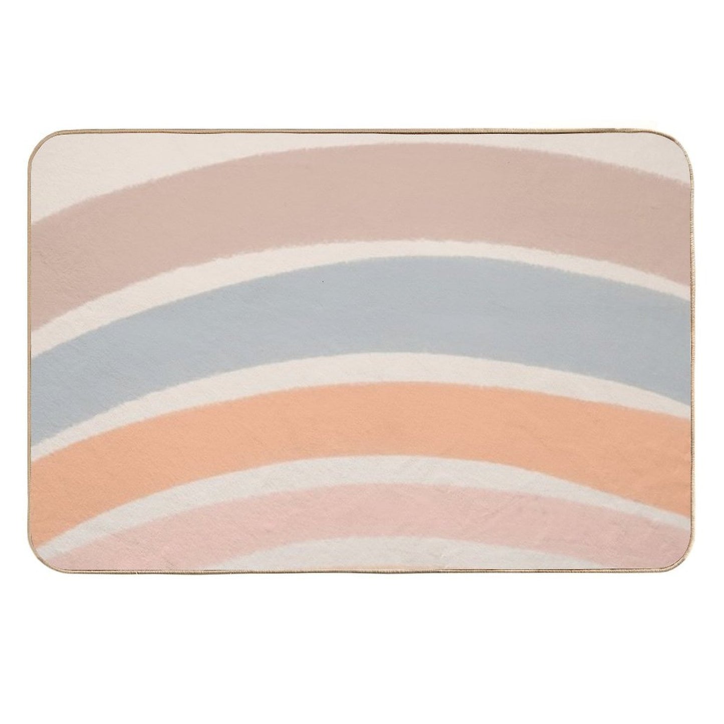 Neutral Colors Wavy Lines Curvy Stripes Pattern Boho Aesthetic Muted Teal  Versatile Bath Mat