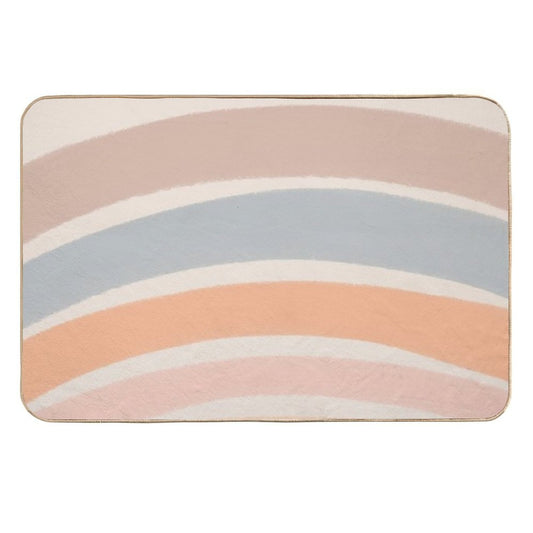 Neutral Colors Wavy Lines Curvy Stripes Pattern Boho Aesthetic Muted Teal  Versatile Bath Mat