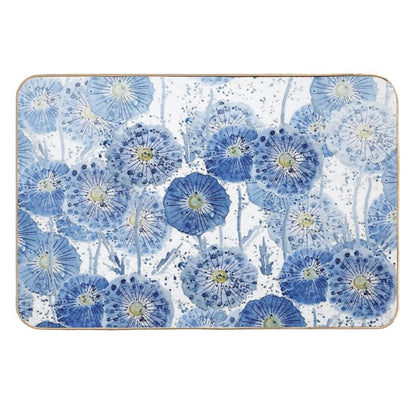 Indigo Dandelion Pattern  Pet-Safe Bath Mat