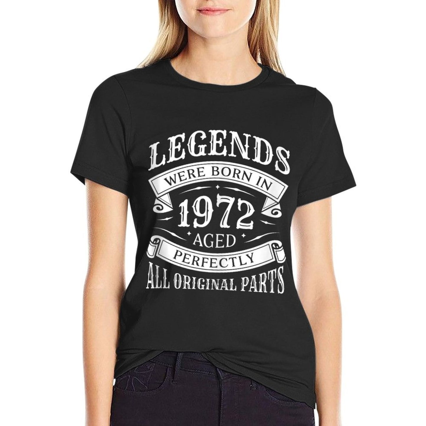 Legends Were Born In 1972 - Vintage 50th Birthday  Ribbed Collar T-Shirt