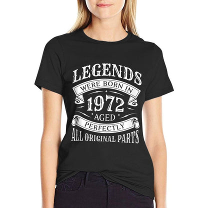 Legends Were Born In 1972 - Vintage 50th Birthday  Ribbed Collar T-Shirt