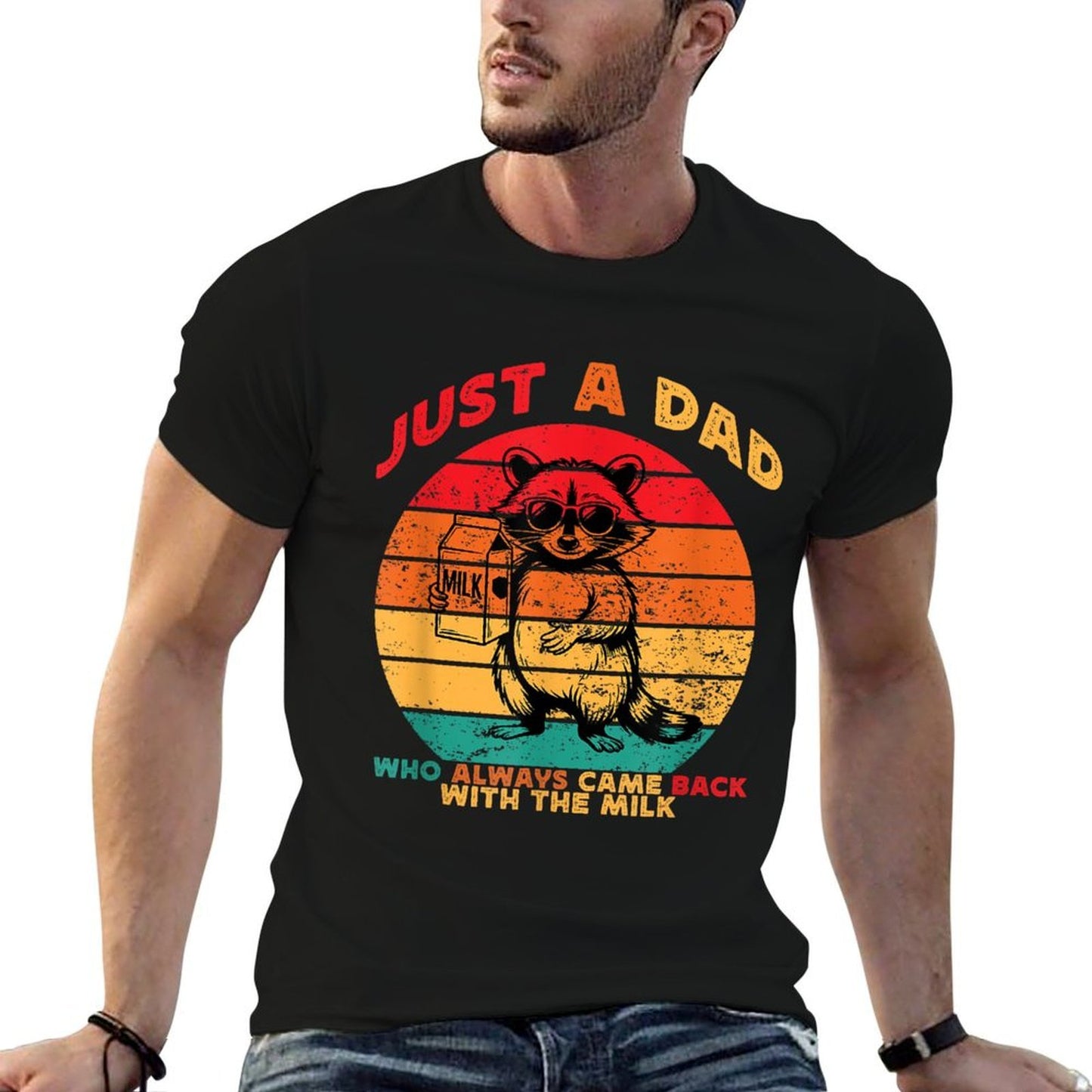 Just A Dad Who Always Came Back with Milk Humor  Relaxed-fit T-Shirt