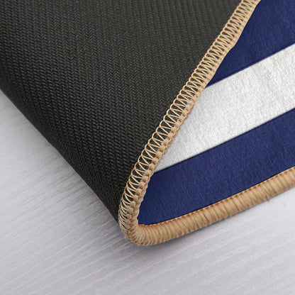 Navy Blue And White Stripes  High-Traffic Bath Mat