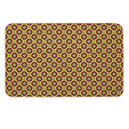 Golden Red Bouquet Grand Medallions  Long-Lasting Bath Mat