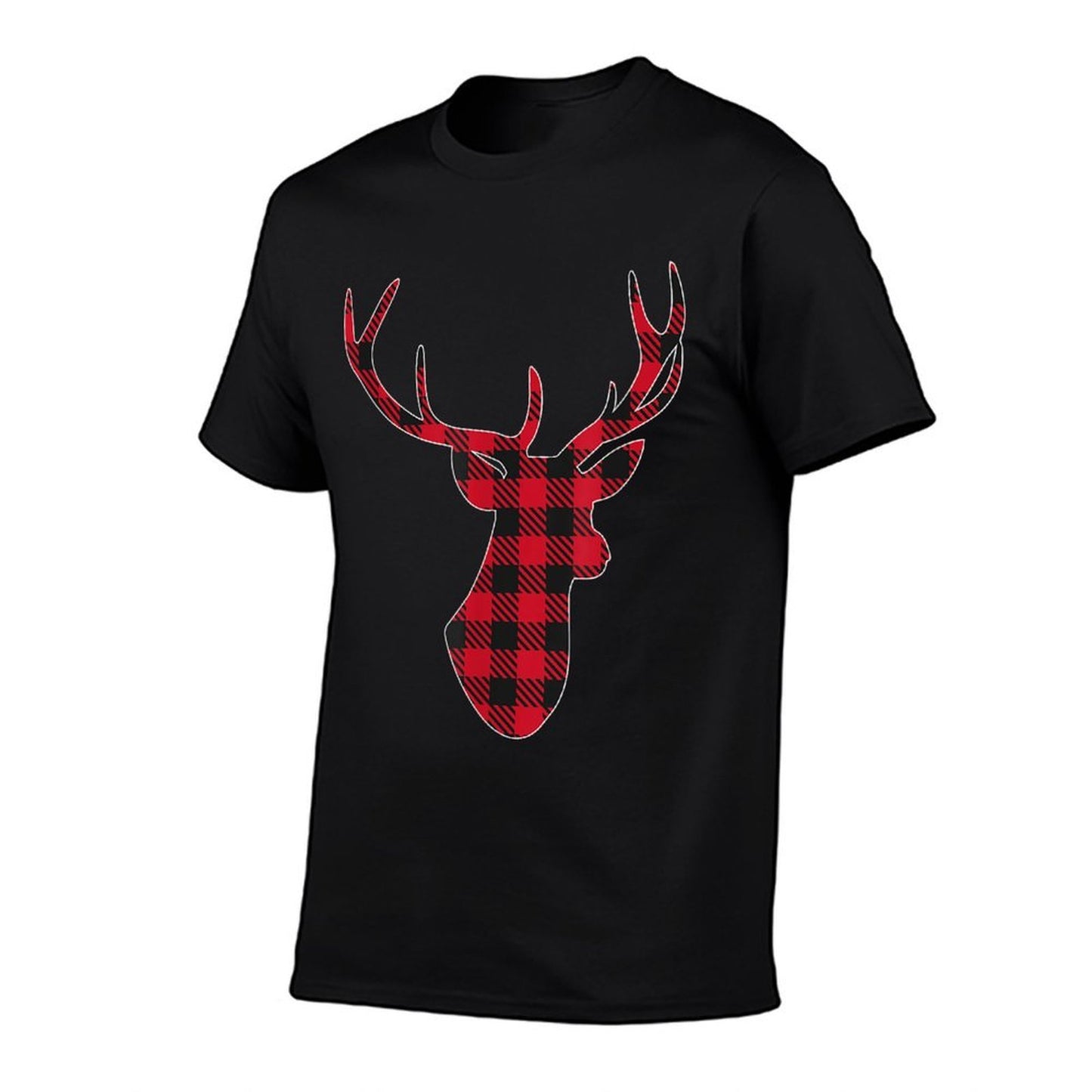 Classic Red  Black Christmas Buffalo Plaid Deer  Eco-friendly Material T-Shirt