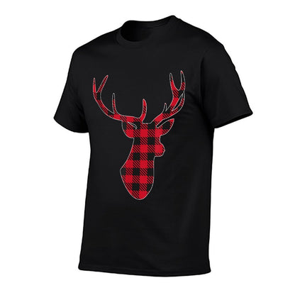 Classic Red  Black Christmas Buffalo Plaid Deer  Eco-friendly Material T-Shirt