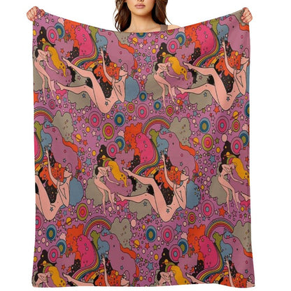 PINK SPACE VIOLET GIRLS All-season Throw Blanket