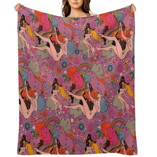 PINK SPACE VIOLET GIRLS All-season Throw Blanket