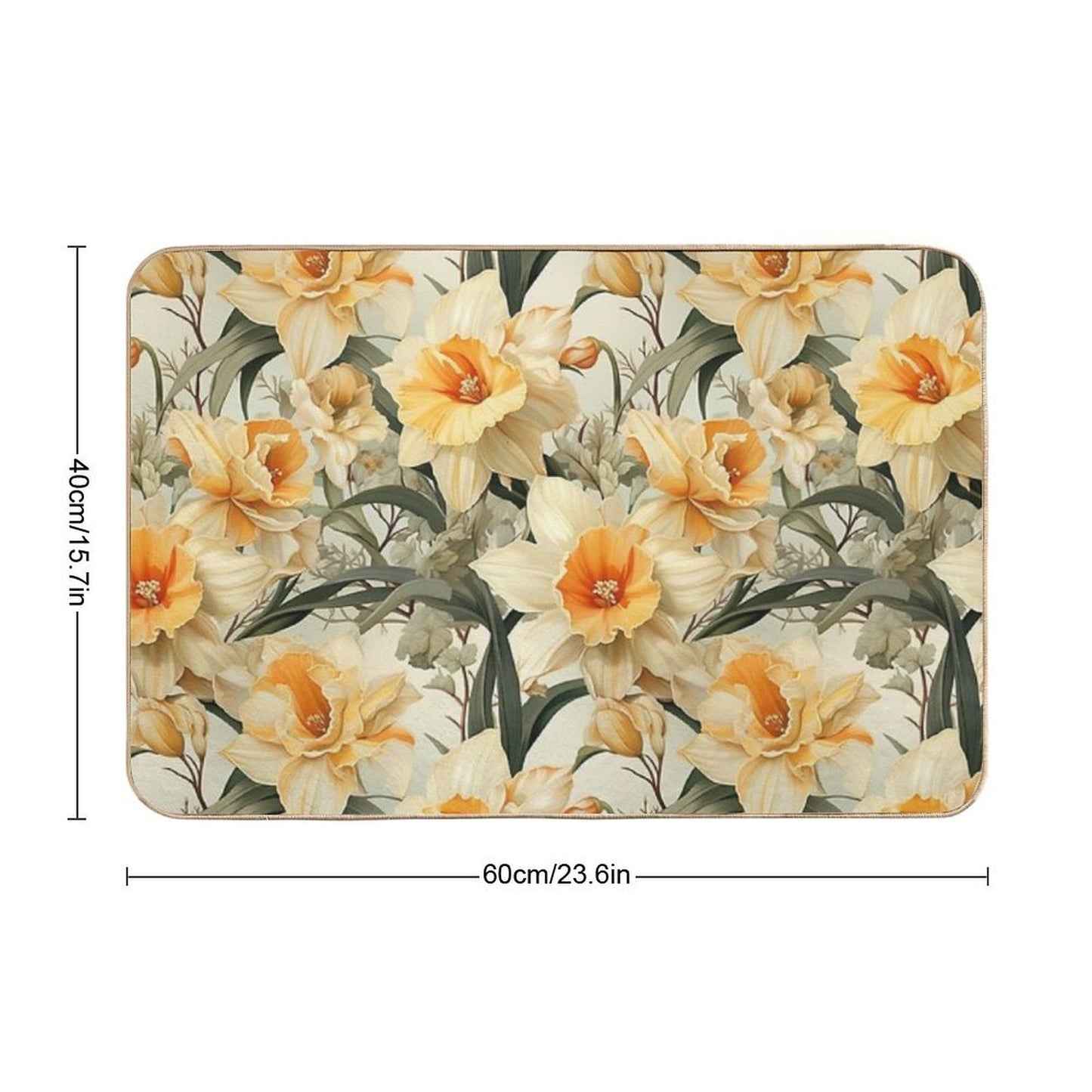 Vintage Floral, Sweet Orange Daffodil  Rapid-Drying Bath Mat
