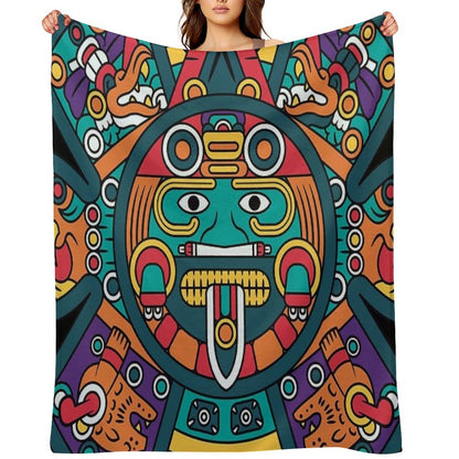 Mayan Aztec Calendar Art Comfort Throw Blanket