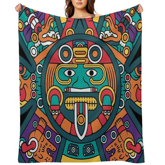 Mayan Aztec Calendar Art Comfort Throw Blanket
