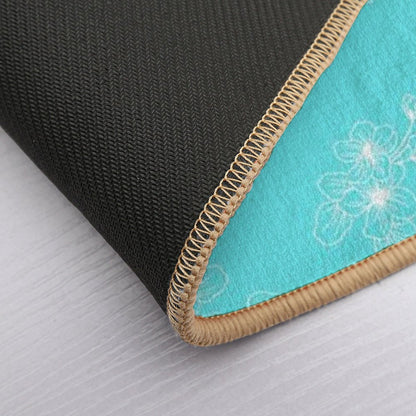 Cyan Blue Floral Petals AOP  Stain-Proof Bath Mat