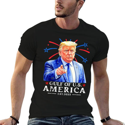 Funny Trump Gulf Of USA America 2025 Happy 4th Of July Trump  Ribbed Collar T-Shirt