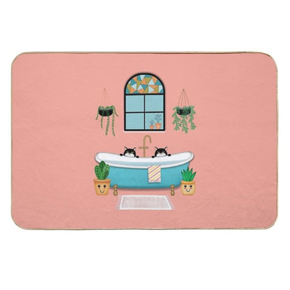 Cats  Bathtub  Illustration  Slip-Resistant Bath Mat