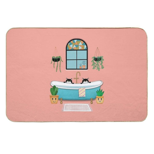 Cats  Bathtub  Illustration  Slip-Resistant Bath Mat