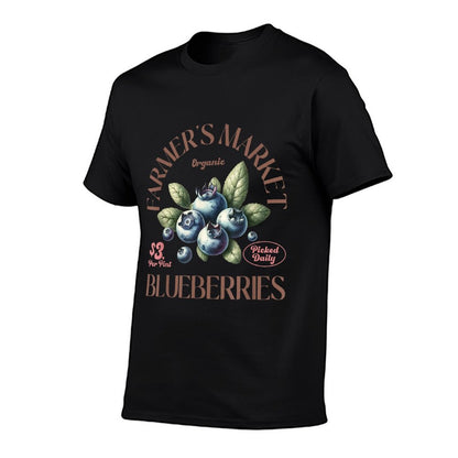 Vintage Farmers Market Blueberry Nature Lovers Fruits  High-quality Stitching T-Shirt