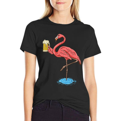 Flamingo Drinking Beer  Odor-resistant T-Shirt