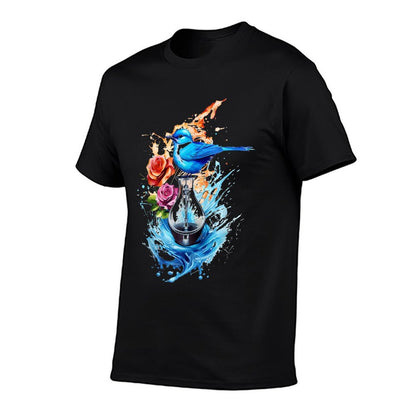 Bird Animal Art Motif Portrait Illustration Abstract Bird  Oversized Silhouette T-Shirt