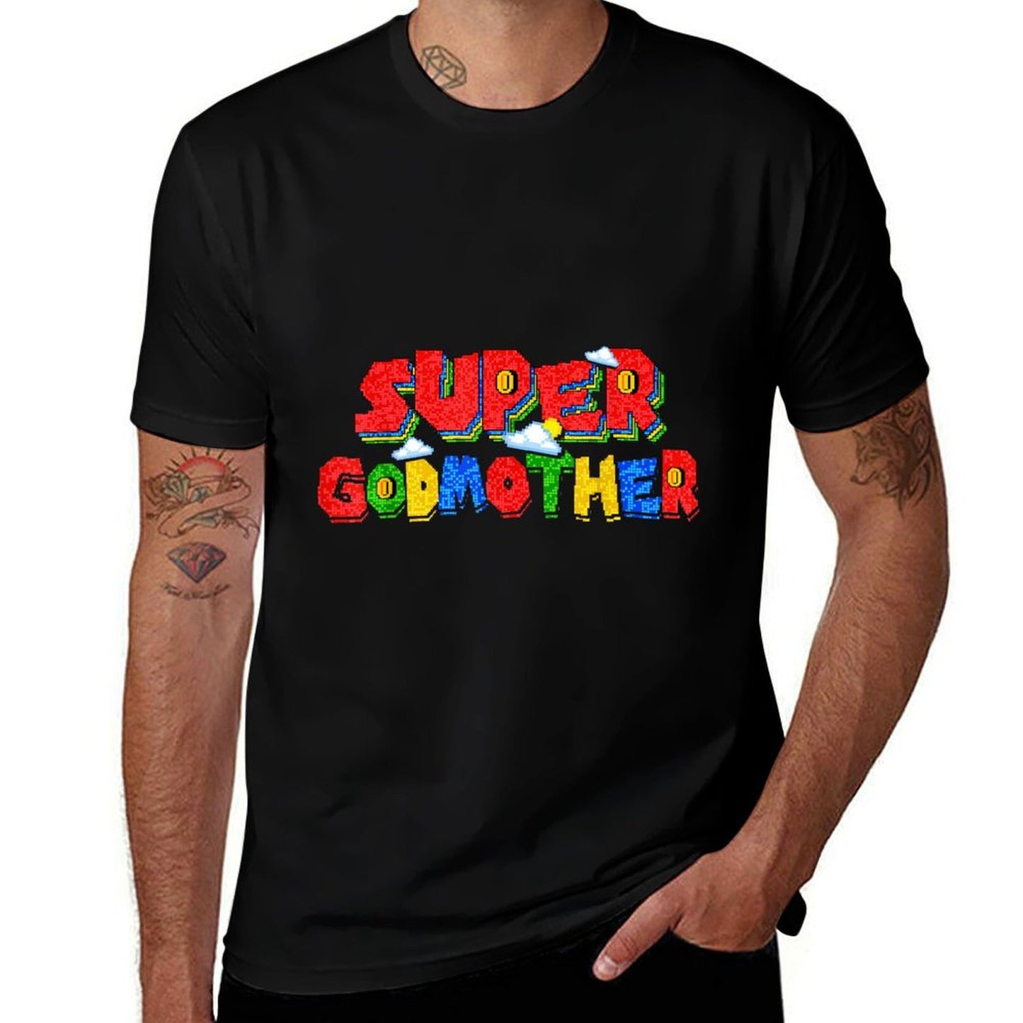 Gamer Super Godmother Superhero Family Matching Game  High-quality Stitching T-Shirt
