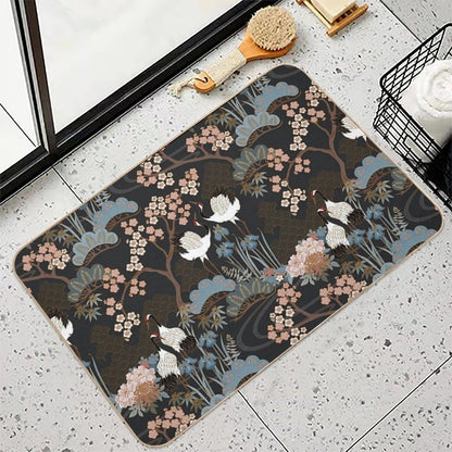 Japanese Garden Dark  Non-Slip Bath Mat