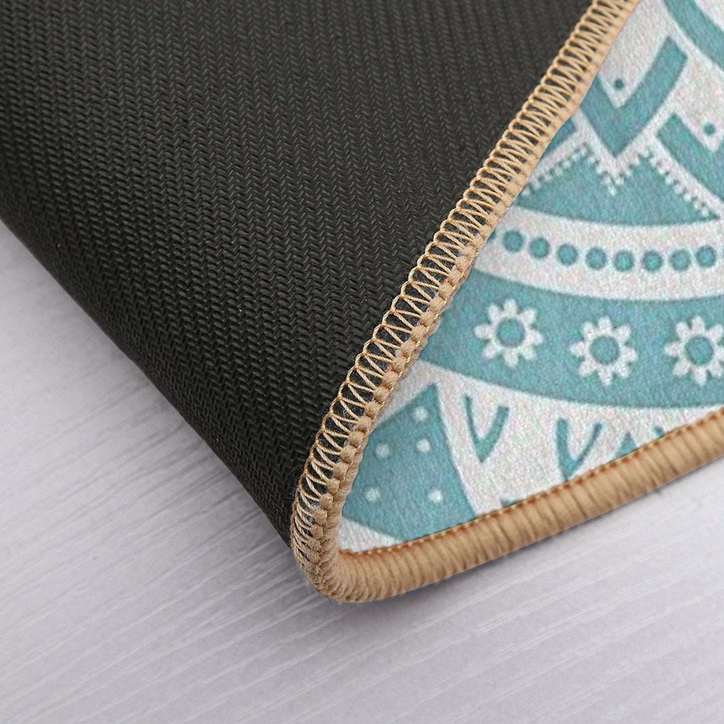 Blue Circular Relaxing Mandala  Easy Maintenance Bath Mat