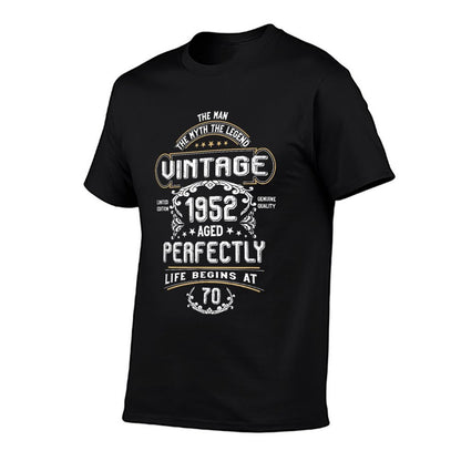 Vintage 70th Birthday Man Legend 1952 70 Years Old  Heathered Texture T-Shirt