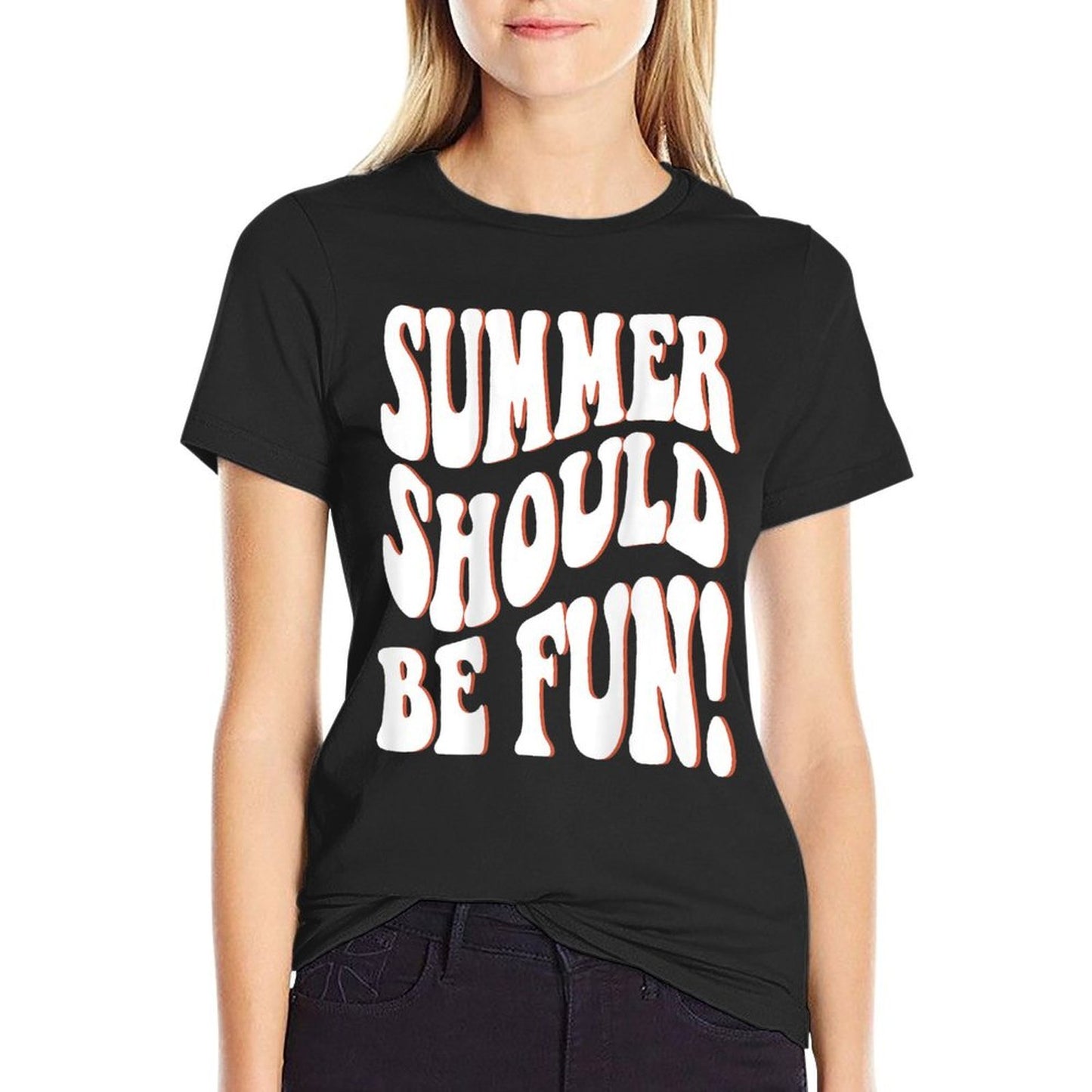 Summer Should Be Fun Summer Aesthetic Words On Back Clothing  Classic T-Shirt