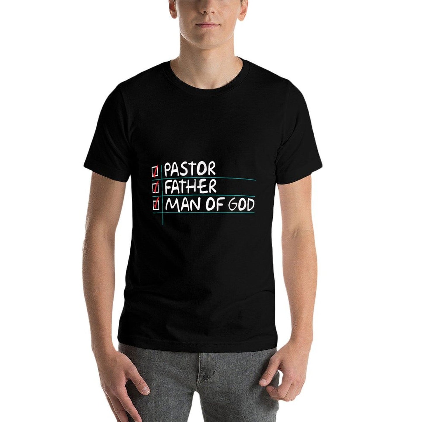 Fathers Day Gift From Church Pastor Dad Man of God  High-quality Stitching T-Shirt